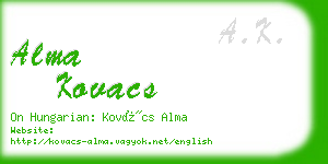 alma kovacs business card